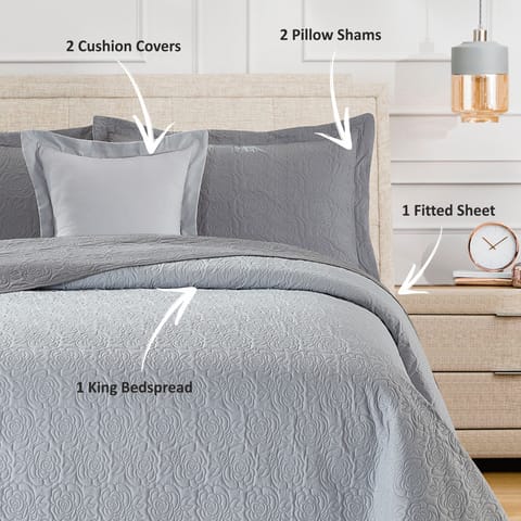 Bedspread, Coverlet Set 6-Pcs King Size Compressed Comforter, Bedding Blanket With Pillow Sheet Pillow Sham And Pillow Case, Linen