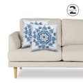 2-piece embroidered cushion cover (45x45 cm) without filler Cyan-Blue