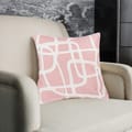 غطاء وسادة مطرزة الزخرفة الوردي/الأبيض 45 × 45 سم (بدون حشو)