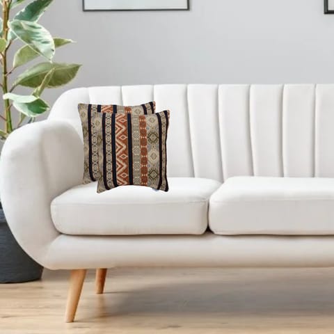 غطاء وسادة، 45 × 45 سم (18 × 18 بوصة) قطعتان من أكياس الوسائد المزخرفة بدون حشو مع فن تجريدي جميل للأريكة التي تتحول إلى سرير وغرفة المعيشة والأريكة، بني رمادي