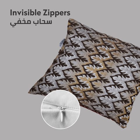 وسادة مطرزة الزخرفة المارون/الذهب 45 × 45 سم (بدون حشو)