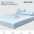 Bedding Fitted Sheet: 3-Pcs King Size Solid Sheet With Pillowcases Set and Soft-Silky 30 Cm Extra Deep Brushed Microfiber Cooling Bed Sheet,Sky Blue