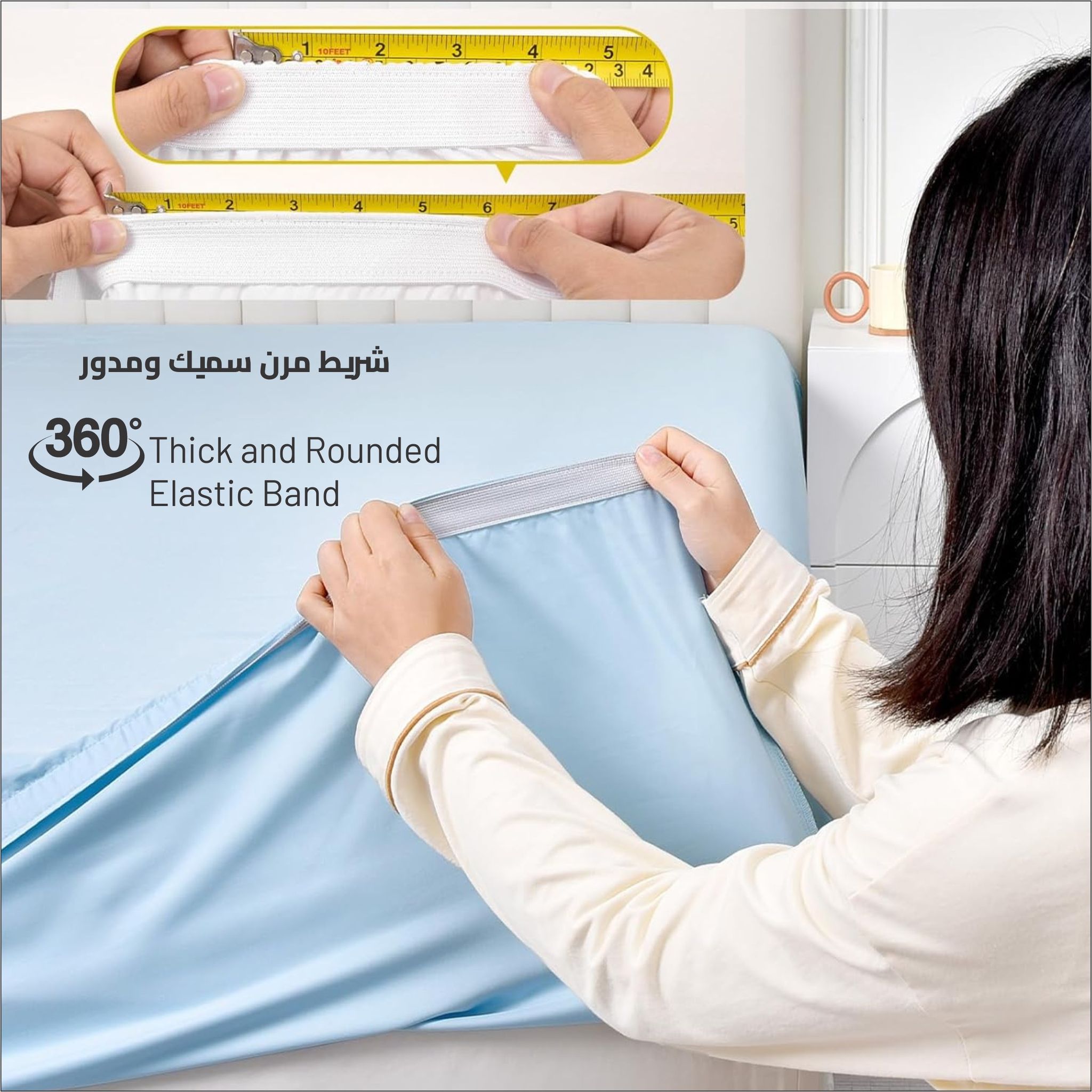 Bedding Fitted Sheet: 3-Pcs King Size Solid Sheet With Pillowcases Set and Soft-Silky 30 Cm Extra Deep Brushed Microfiber Cooling Bed Sheet,Sky Blue