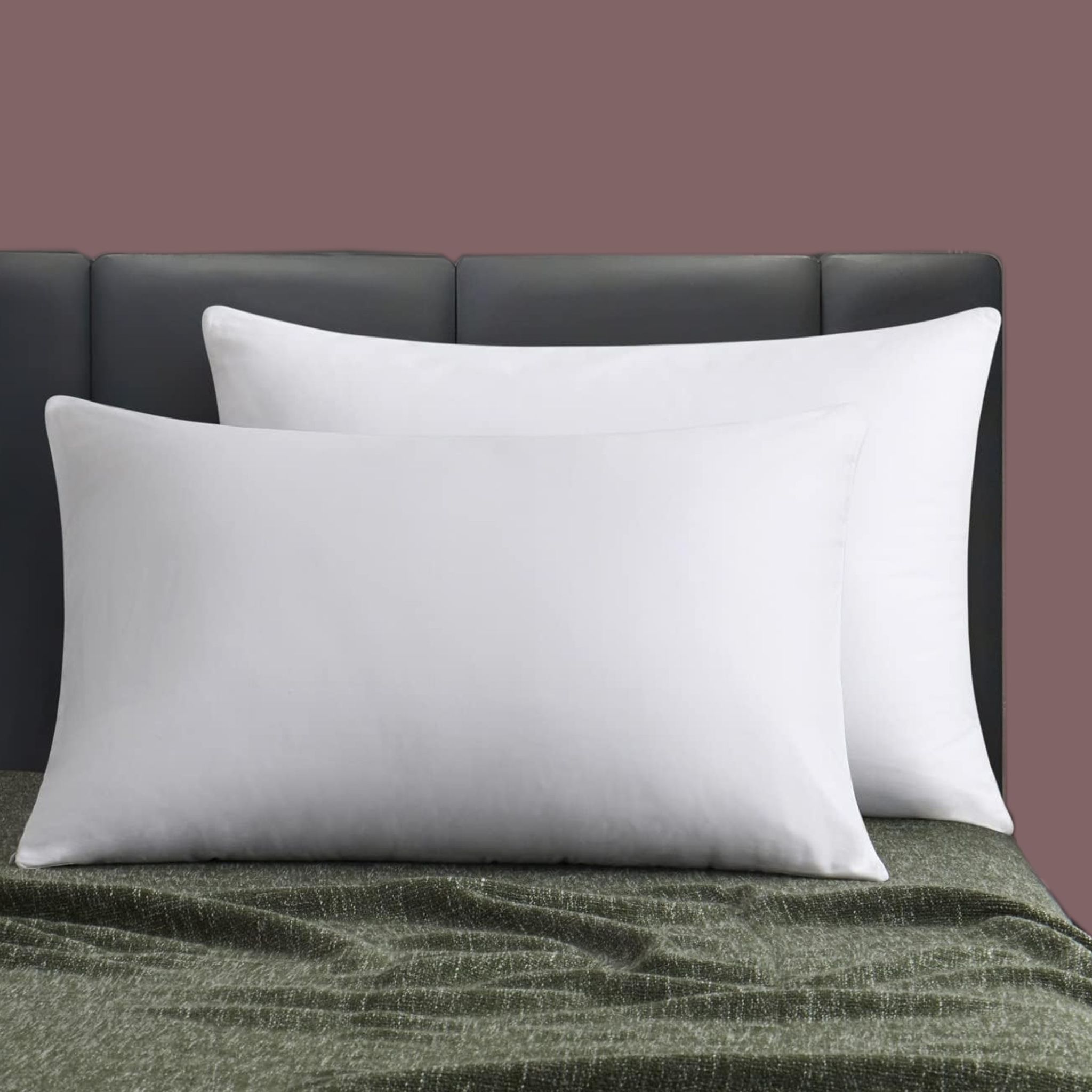 Hotel-Style Bed Pillow 1-Piece(1000 g)Luxury Down Alternative Pillow Breathable Covers With brushed Microfiber and Satin Tripes, White