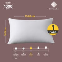 Hotel-Style Bed Pillow 1-Piece(1000 g)Luxury Down Alternative Pillow Breathable Covers With brushed Microfiber and Satin Tripes, White