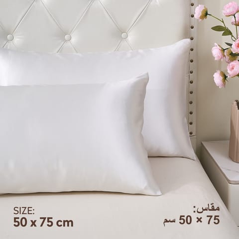 Satin Pillowcases 2-Pcs With Envelope Closure (Without Pillow Insert),Silver