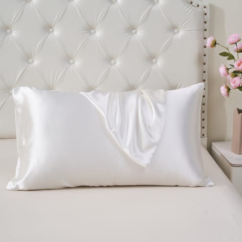 Satin Pillowcases 2-Pcs With Envelope Closure (Without Pillow Insert),Silver