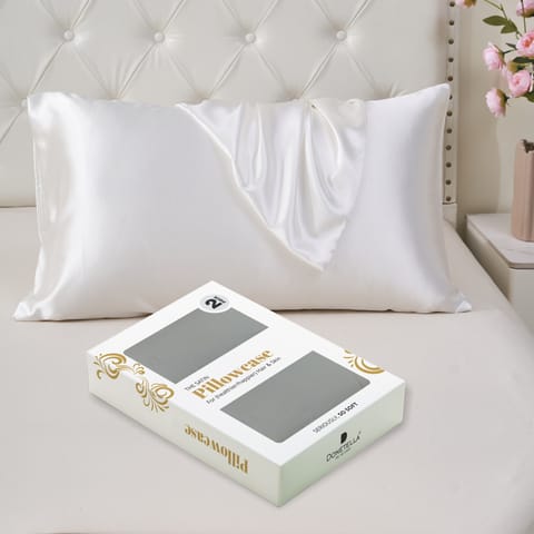 Satin Pillowcases 2-Pcs With Envelope Closure (Without Pillow Insert),Silver