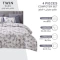 Printed Comforter Set 4-Pcs Single Size Reversible Single Bed Comforter Set With Super-Soft Down Alterntaive Filing,White