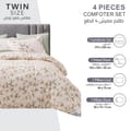 Printed Comforter Set 4-Pcs Single Size Reversible Single Bed Comforter Set With Super-Soft Down Alterntaive Filing,Cream
