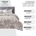 Printed Comforter Set 4-Pcs Single Size Reversible Single Bed Comforter Set With Super-Soft Down Alterntaive Filing,Platinum