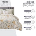 Printed Comforter Set 4-Pcs Single Size Reversible Single Bed Comforter Set With Super-Soft Down Alterntaive Filing,Eggshell