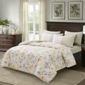 Printed Comforter Set 4-Pcs Single Size Reversible Single Bed Comforter Set With Super-Soft Down Alterntaive Filing,Eggshell