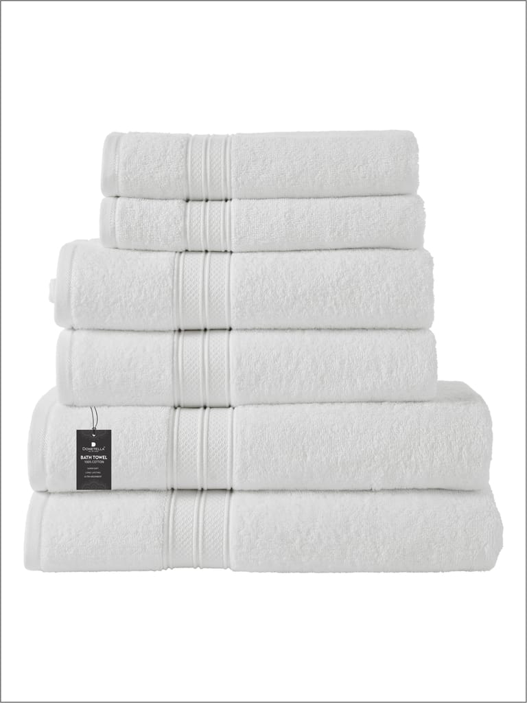 Premium Towel 6-Pcs Set, 100% Combed Cotton 600 GSM,White